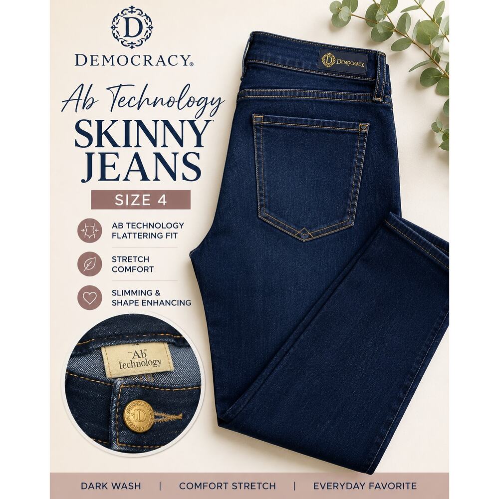 Democracy Ab Technology Skinny Jeans Size 4 Dark Wash Stretch Denim